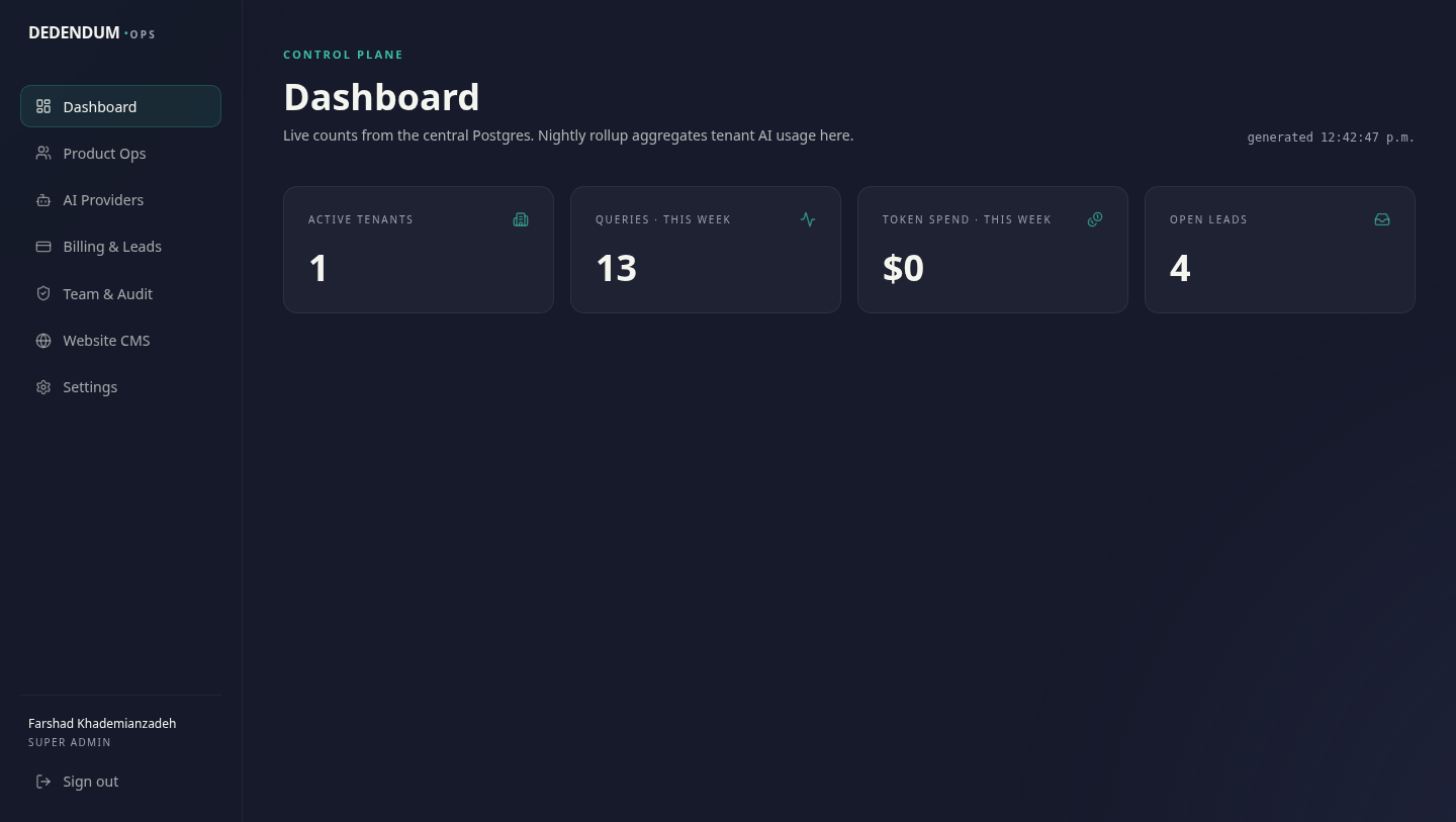 The multi-tenant admin console.